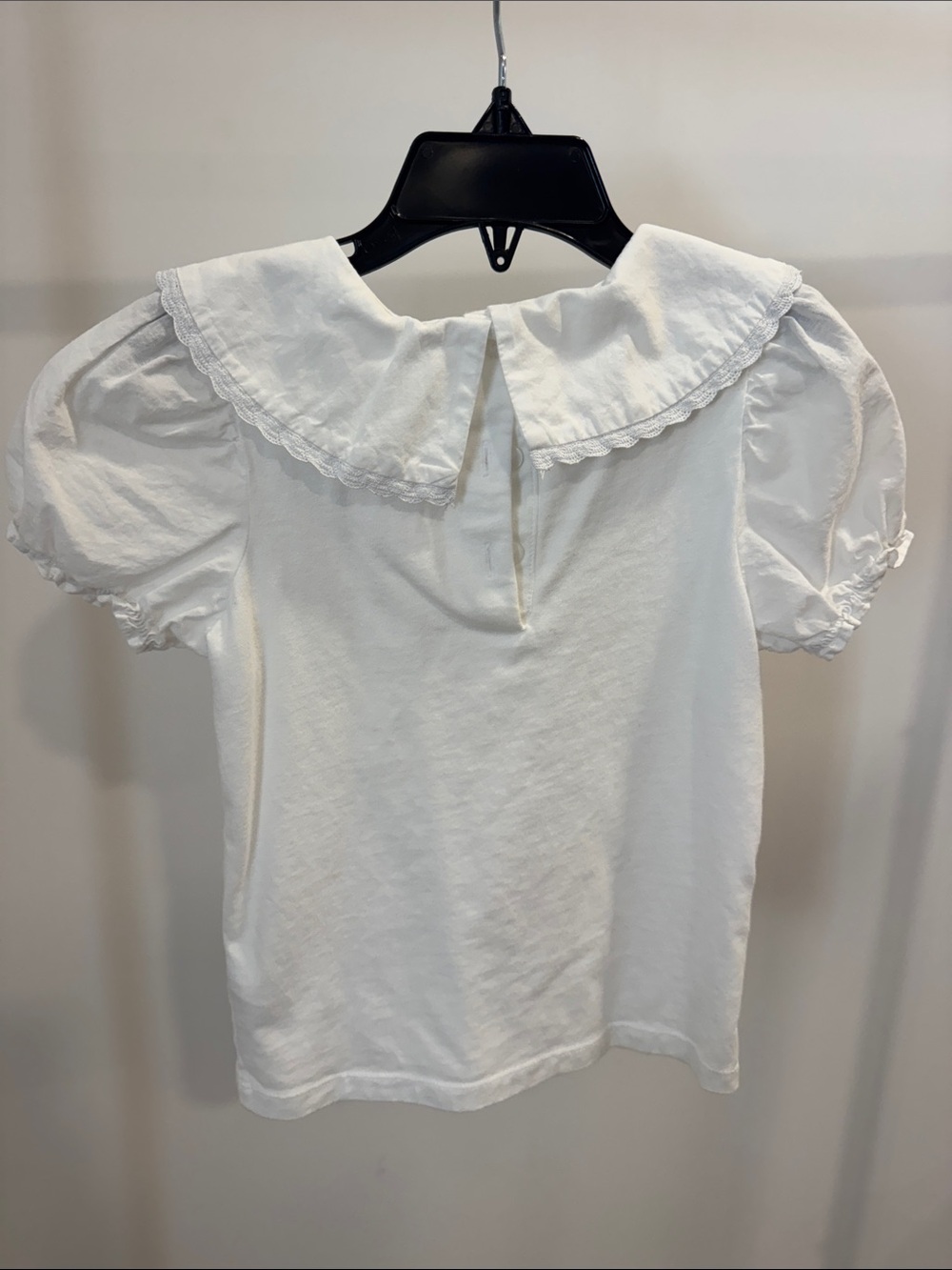 Janie and Jack White Peter Pan Collar Top with Pink Floral Embroidery - Picture 3 of 3